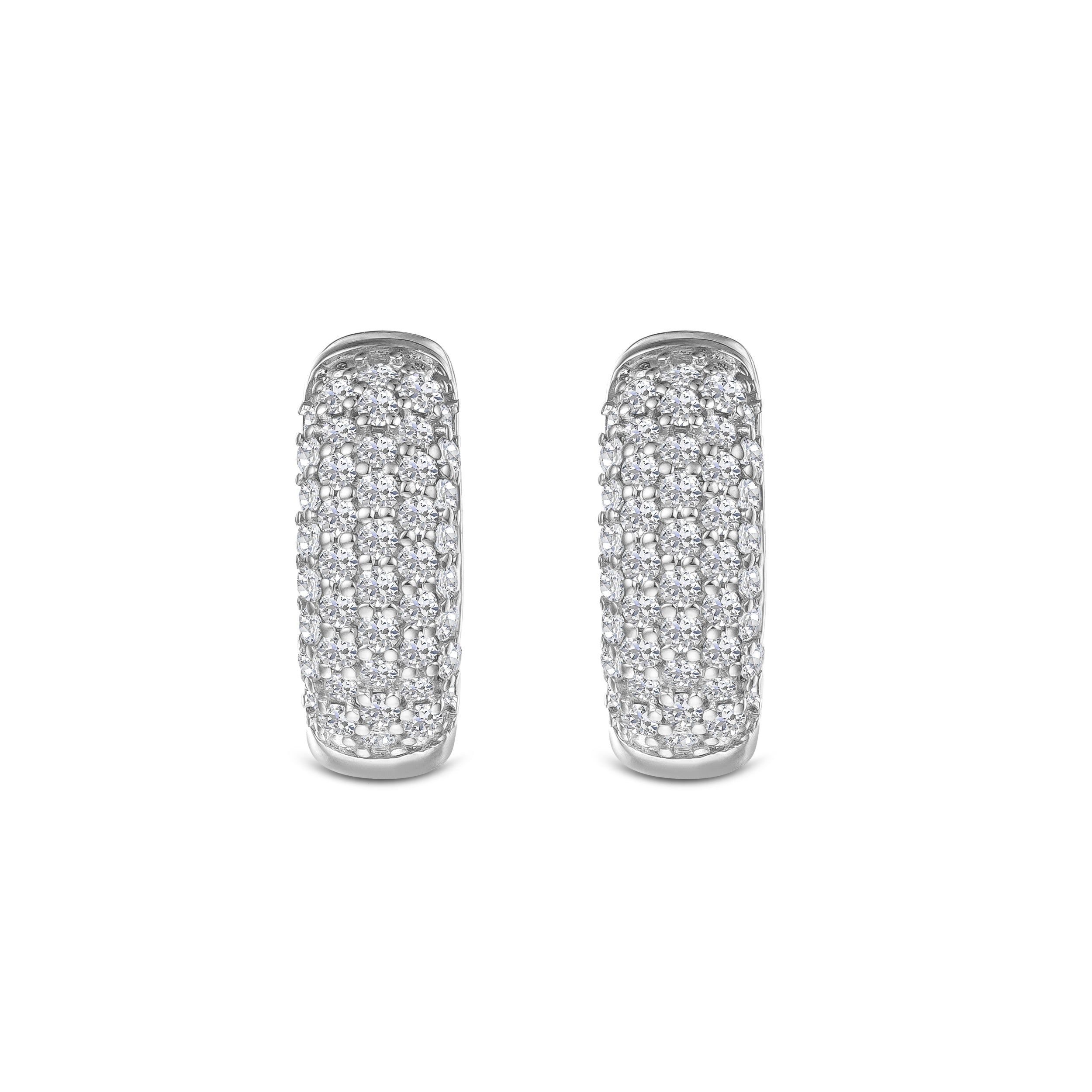 Micro Pave Huggies Lab Diamond Earrings 0.55ct in 925 Silver